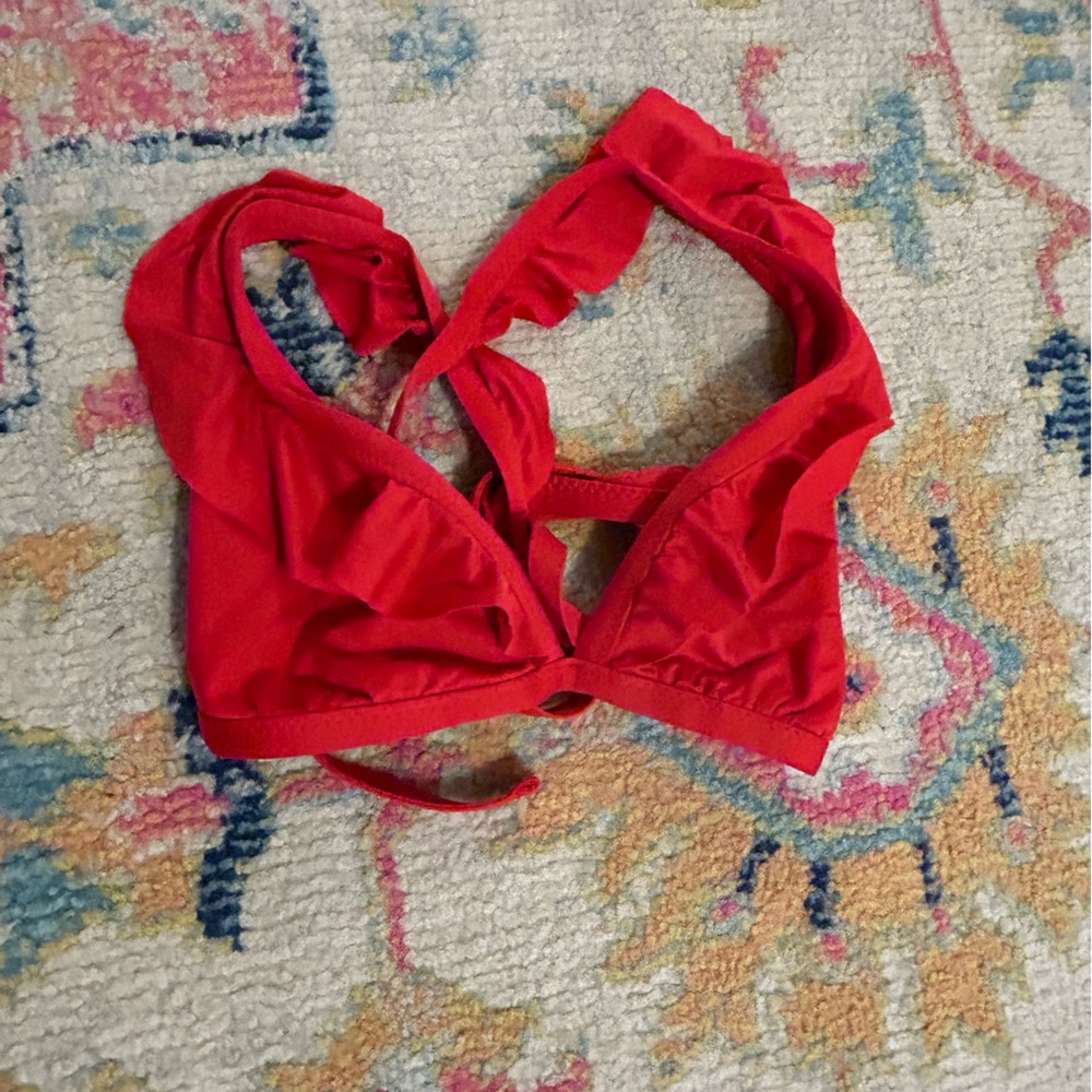 red ruffle bikini top